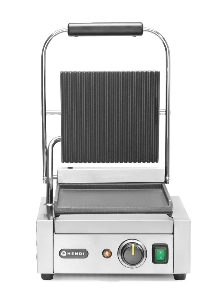 Kontakt grill – szimpla verzió – Bordázott tetejű és sima aljú – 230V / 1800W – 310x370x210 mm