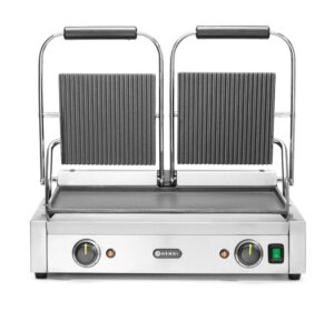 Kontakt grill – dupla verzió – Bordázott tetejű és sima aljú – 230V / 3600W – 570x370x210 mm