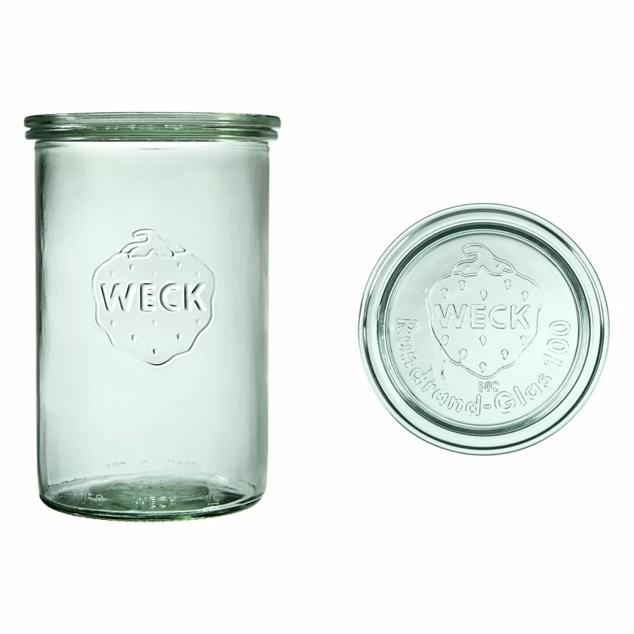 Hengeres üveg, 1 l, fedővel, Zylinder, 6 db